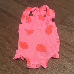 Charming Pink Strawberry Kids Bodysuit
